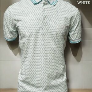 Buy 3 get 1 free Men's White Patterned Polo Shirt